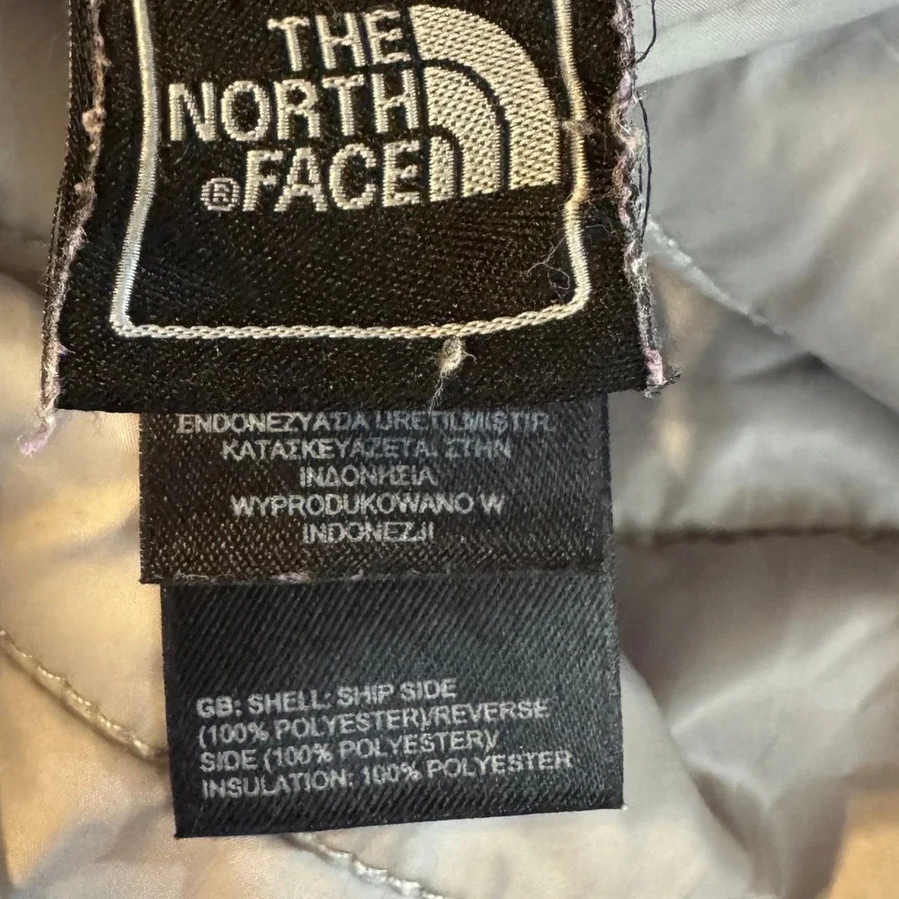 The‎ North Face Girls Reversible Mossbud Swirl Jacket XL Pink Gray Fleece Puffer